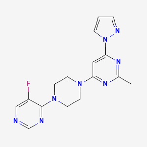 4-[4-(5-fluoropyrimidin-4-yl)piperazin-1-yl]-2-methyl-6-(1H-pyrazol-1-yl)pyrimidine