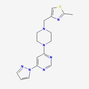 molecular formula C16H19N7S B6438999 4-{4-[(2-methyl-1,3-thiazol-4-yl)methyl]piperazin-1-yl}-6-(1H-pyrazol-1-yl)pyrimidine CAS No. 2549014-58-4