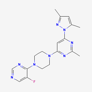 molecular formula C18H21FN8 B6439002 4-(3,5-dimethyl-1H-pyrazol-1-yl)-6-[4-(5-fluoropyrimidin-4-yl)piperazin-1-yl]-2-methylpyrimidine CAS No. 2549066-30-8