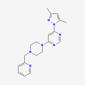 molecular formula C19H23N7 B6439035 4-(3,5-dimethyl-1H-pyrazol-1-yl)-6-{4-[(pyridin-2-yl)methyl]piperazin-1-yl}pyrimidine CAS No. 2549015-36-1