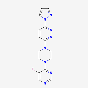 molecular formula C15H15FN8 B6439051 3-[4-(5-fluoropyrimidin-4-yl)piperazin-1-yl]-6-(1H-pyrazol-1-yl)pyridazine CAS No. 2548995-25-9