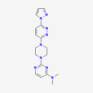 molecular formula C17H21N9 B6439060 N,N-dimethyl-2-{4-[6-(1H-pyrazol-1-yl)pyridazin-3-yl]piperazin-1-yl}pyrimidin-4-amine CAS No. 2549053-40-7
