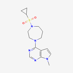 molecular formula C15H21N5O2S B6439071 1-(cyclopropanesulfonyl)-4-{7-methyl-7H-pyrrolo[2,3-d]pyrimidin-4-yl}-1,4-diazepane CAS No. 2549010-29-7