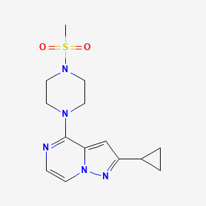molecular formula C14H19N5O2S B6439079 1-{2-cyclopropylpyrazolo[1,5-a]pyrazin-4-yl}-4-methanesulfonylpiperazine CAS No. 2548995-36-2