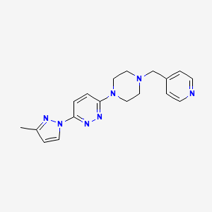 molecular formula C18H21N7 B6439088 3-(3-methyl-1H-pyrazol-1-yl)-6-{4-[(pyridin-4-yl)methyl]piperazin-1-yl}pyridazine CAS No. 2549014-49-3