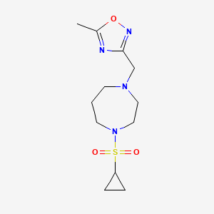 molecular formula C12H20N4O3S B6439090 1-(cyclopropanesulfonyl)-4-[(5-methyl-1,2,4-oxadiazol-3-yl)methyl]-1,4-diazepane CAS No. 2549027-37-2