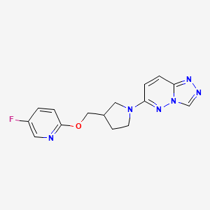 molecular formula C15H15FN6O B6439113 5-fluoro-2-[(1-{[1,2,4]triazolo[4,3-b]pyridazin-6-yl}pyrrolidin-3-yl)methoxy]pyridine CAS No. 2548981-01-5