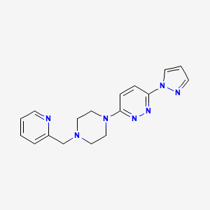 molecular formula C17H19N7 B6439171 3-(1H-pyrazol-1-yl)-6-{4-[(pyridin-2-yl)methyl]piperazin-1-yl}pyridazine CAS No. 2549054-87-5