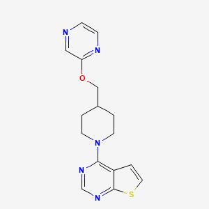 molecular formula C16H17N5OS B6439175 2-[(1-{thieno[2,3-d]pyrimidin-4-yl}piperidin-4-yl)methoxy]pyrazine CAS No. 2549005-25-4