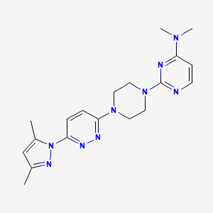 molecular formula C19H25N9 B6439183 2-{4-[6-(3,5-dimethyl-1H-pyrazol-1-yl)pyridazin-3-yl]piperazin-1-yl}-N,N-dimethylpyrimidin-4-amine CAS No. 2549003-10-1