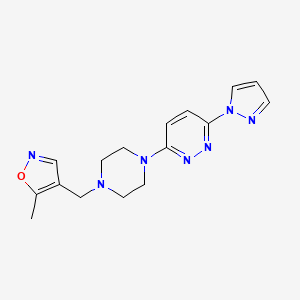 molecular formula C16H19N7O B6439214 3-{4-[(5-methyl-1,2-oxazol-4-yl)methyl]piperazin-1-yl}-6-(1H-pyrazol-1-yl)pyridazine CAS No. 2549029-38-9