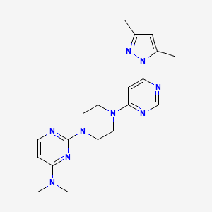 molecular formula C19H25N9 B6439217 2-{4-[6-(3,5-dimethyl-1H-pyrazol-1-yl)pyrimidin-4-yl]piperazin-1-yl}-N,N-dimethylpyrimidin-4-amine CAS No. 2549053-87-2