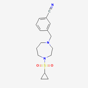 molecular formula C16H21N3O2S B6439232 3-{[4-(cyclopropanesulfonyl)-1,4-diazepan-1-yl]methyl}benzonitrile CAS No. 2549027-39-4