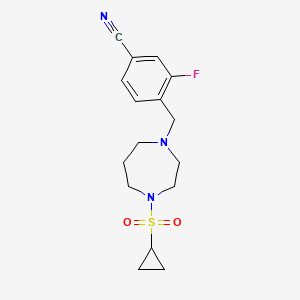 molecular formula C16H20FN3O2S B6439239 4-{[4-(cyclopropanesulfonyl)-1,4-diazepan-1-yl]methyl}-3-fluorobenzonitrile CAS No. 2548981-06-0
