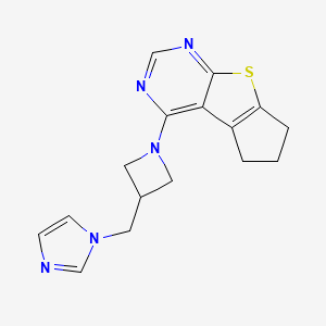 molecular formula C16H17N5S B6439261 12-{3-[(1H-imidazol-1-yl)methyl]azetidin-1-yl}-7-thia-9,11-diazatricyclo[6.4.0.0^{2,6}]dodeca-1(12),2(6),8,10-tetraene CAS No. 2549055-24-3