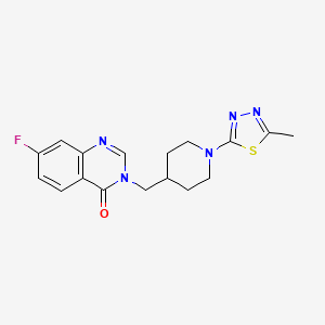 molecular formula C17H18FN5OS B6439289 7-fluoro-3-{[1-(5-methyl-1,3,4-thiadiazol-2-yl)piperidin-4-yl]methyl}-3,4-dihydroquinazolin-4-one CAS No. 2548977-77-9