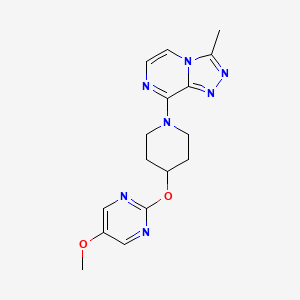 molecular formula C16H19N7O2 B6439319 5-methoxy-2-[(1-{3-methyl-[1,2,4]triazolo[4,3-a]pyrazin-8-yl}piperidin-4-yl)oxy]pyrimidine CAS No. 2549056-43-9
