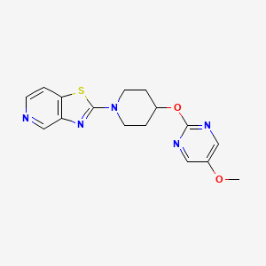 molecular formula C16H17N5O2S B6439327 5-methoxy-2-[(1-{[1,3]thiazolo[4,5-c]pyridin-2-yl}piperidin-4-yl)oxy]pyrimidine CAS No. 2548992-01-2