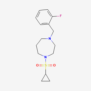 molecular formula C15H21FN2O2S B6439352 1-(cyclopropanesulfonyl)-4-[(2-fluorophenyl)methyl]-1,4-diazepane CAS No. 2548982-88-1