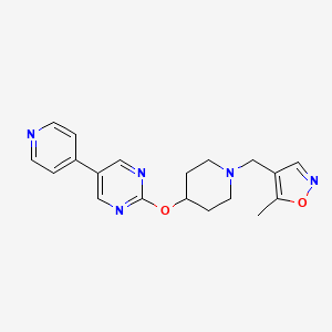 molecular formula C19H21N5O2 B6439357 2-({1-[(5-methyl-1,2-oxazol-4-yl)methyl]piperidin-4-yl}oxy)-5-(pyridin-4-yl)pyrimidine CAS No. 2549056-87-1