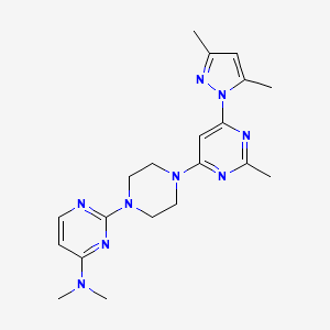 molecular formula C20H27N9 B6439386 2-{4-[6-(3,5-dimethyl-1H-pyrazol-1-yl)-2-methylpyrimidin-4-yl]piperazin-1-yl}-N,N-dimethylpyrimidin-4-amine CAS No. 2549006-07-5