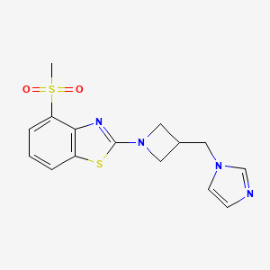 molecular formula C15H16N4O2S2 B6439393 2-{3-[(1H-imidazol-1-yl)methyl]azetidin-1-yl}-4-methanesulfonyl-1,3-benzothiazole CAS No. 2549032-97-3