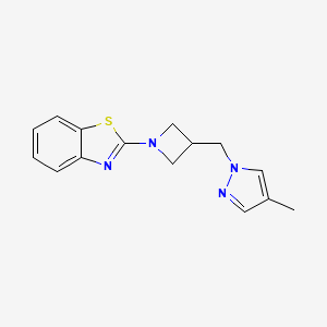 2-{3-[(4-methyl-1H-pyrazol-1-yl)methyl]azetidin-1-yl}-1,3-benzothiazole