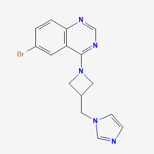 molecular formula C15H14BrN5 B6439437 6-bromo-4-{3-[(1H-imidazol-1-yl)methyl]azetidin-1-yl}quinazoline CAS No. 2549010-65-1