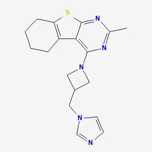 molecular formula C18H21N5S B6439480 3-{3-[(1H-imidazol-1-yl)methyl]azetidin-1-yl}-5-methyl-8-thia-4,6-diazatricyclo[7.4.0.0^{2,7}]trideca-1(9),2,4,6-tetraene CAS No. 2548981-63-9