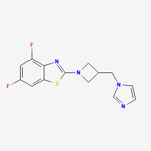 molecular formula C14H12F2N4S B6439481 4,6-difluoro-2-{3-[(1H-imidazol-1-yl)methyl]azetidin-1-yl}-1,3-benzothiazole CAS No. 2548995-42-0