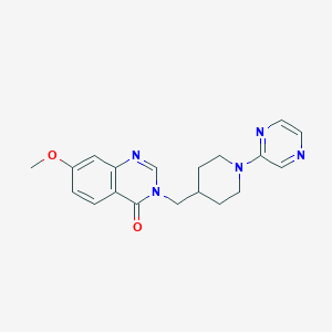molecular formula C19H21N5O2 B6439497 7-methoxy-3-{[1-(pyrazin-2-yl)piperidin-4-yl]methyl}-3,4-dihydroquinazolin-4-one CAS No. 2548999-38-6