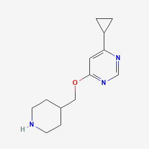 molecular formula C13H19N3O B6439502 4-cyclopropyl-6-[(piperidin-4-yl)methoxy]pyrimidine CAS No. 2549032-89-3