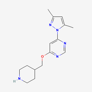 molecular formula C15H21N5O B6439540 4-(3,5-dimethyl-1H-pyrazol-1-yl)-6-[(piperidin-4-yl)methoxy]pyrimidine CAS No. 2549042-32-0