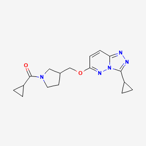 molecular formula C17H21N5O2 B6439571 1-cyclopropanecarbonyl-3-[({3-cyclopropyl-[1,2,4]triazolo[4,3-b]pyridazin-6-yl}oxy)methyl]pyrrolidine CAS No. 2548992-68-1