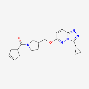 molecular formula C19H23N5O2 B6439588 1-(cyclopent-3-ene-1-carbonyl)-3-[({3-cyclopropyl-[1,2,4]triazolo[4,3-b]pyridazin-6-yl}oxy)methyl]pyrrolidine CAS No. 2548979-63-9