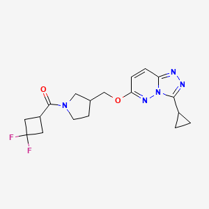 molecular formula C18H21F2N5O2 B6439600 3-[({3-cyclopropyl-[1,2,4]triazolo[4,3-b]pyridazin-6-yl}oxy)methyl]-1-(3,3-difluorocyclobutanecarbonyl)pyrrolidine CAS No. 2549021-74-9