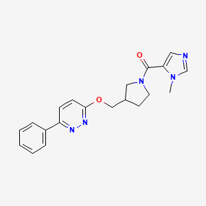 molecular formula C20H21N5O2 B6439610 3-{[1-(1-methyl-1H-imidazole-5-carbonyl)pyrrolidin-3-yl]methoxy}-6-phenylpyridazine CAS No. 2548981-97-9
