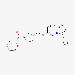 molecular formula C19H25N5O3 B6439618 3-[({3-cyclopropyl-[1,2,4]triazolo[4,3-b]pyridazin-6-yl}oxy)methyl]-1-(oxane-2-carbonyl)pyrrolidine CAS No. 2549051-33-2