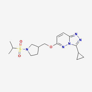 molecular formula C16H23N5O3S B6439626 3-[({3-cyclopropyl-[1,2,4]triazolo[4,3-b]pyridazin-6-yl}oxy)methyl]-1-(propane-2-sulfonyl)pyrrolidine CAS No. 2549019-67-0
