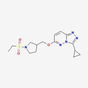 molecular formula C15H21N5O3S B6439640 3-[({3-cyclopropyl-[1,2,4]triazolo[4,3-b]pyridazin-6-yl}oxy)methyl]-1-(ethanesulfonyl)pyrrolidine CAS No. 2549049-57-0