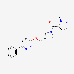 molecular formula C20H21N5O2 B6439646 3-{[1-(1-methyl-1H-pyrazole-5-carbonyl)pyrrolidin-3-yl]methoxy}-6-phenylpyridazine CAS No. 2549022-53-7