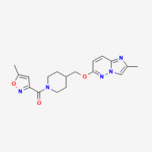 molecular formula C18H21N5O3 B6439673 1-(5-methyl-1,2-oxazole-3-carbonyl)-4-[({2-methylimidazo[1,2-b]pyridazin-6-yl}oxy)methyl]piperidine CAS No. 2549038-71-1