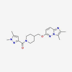 molecular formula C20H26N6O2 B6439681 1-(1,5-dimethyl-1H-pyrazole-3-carbonyl)-4-[({2,3-dimethylimidazo[1,2-b]pyridazin-6-yl}oxy)methyl]piperidine CAS No. 2549003-41-8