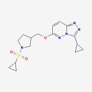 molecular formula C16H21N5O3S B6439685 1-(cyclopropanesulfonyl)-3-[({3-cyclopropyl-[1,2,4]triazolo[4,3-b]pyridazin-6-yl}oxy)methyl]pyrrolidine CAS No. 2548986-48-5
