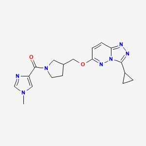 molecular formula C18H21N7O2 B6439703 4-{3-[({3-cyclopropyl-[1,2,4]triazolo[4,3-b]pyridazin-6-yl}oxy)methyl]pyrrolidine-1-carbonyl}-1-methyl-1H-imidazole CAS No. 2549062-81-7