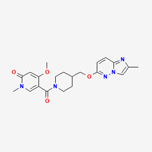 molecular formula C21H25N5O4 B6439735 4-methoxy-1-methyl-5-{4-[({2-methylimidazo[1,2-b]pyridazin-6-yl}oxy)methyl]piperidine-1-carbonyl}-1,2-dihydropyridin-2-one CAS No. 2549047-17-6