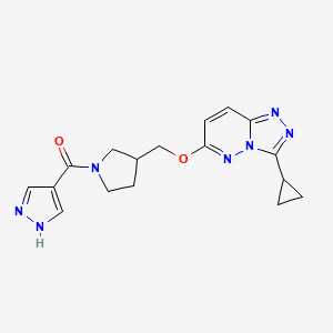 molecular formula C17H19N7O2 B6439738 4-{3-[({3-cyclopropyl-[1,2,4]triazolo[4,3-b]pyridazin-6-yl}oxy)methyl]pyrrolidine-1-carbonyl}-1H-pyrazole CAS No. 2549005-69-6