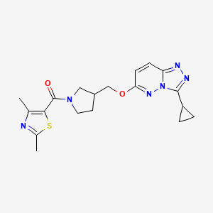 molecular formula C19H22N6O2S B6439742 5-{3-[({3-cyclopropyl-[1,2,4]triazolo[4,3-b]pyridazin-6-yl}oxy)methyl]pyrrolidine-1-carbonyl}-2,4-dimethyl-1,3-thiazole CAS No. 2548993-24-2