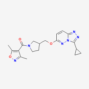 molecular formula C19H22N6O3 B6439757 4-{3-[({3-cyclopropyl-[1,2,4]triazolo[4,3-b]pyridazin-6-yl}oxy)methyl]pyrrolidine-1-carbonyl}-3,5-dimethyl-1,2-oxazole CAS No. 2549004-21-7