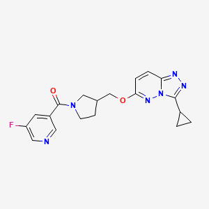 molecular formula C19H19FN6O2 B6439767 3-{3-[({3-cyclopropyl-[1,2,4]triazolo[4,3-b]pyridazin-6-yl}oxy)methyl]pyrrolidine-1-carbonyl}-5-fluoropyridine CAS No. 2549027-59-8